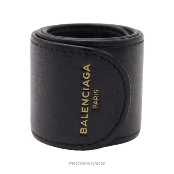 🔴 Balenciaga Slap Bracelet - Black Leather - Picture 1 of 4